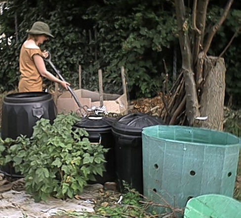 Judith mixing Compost (19 July)